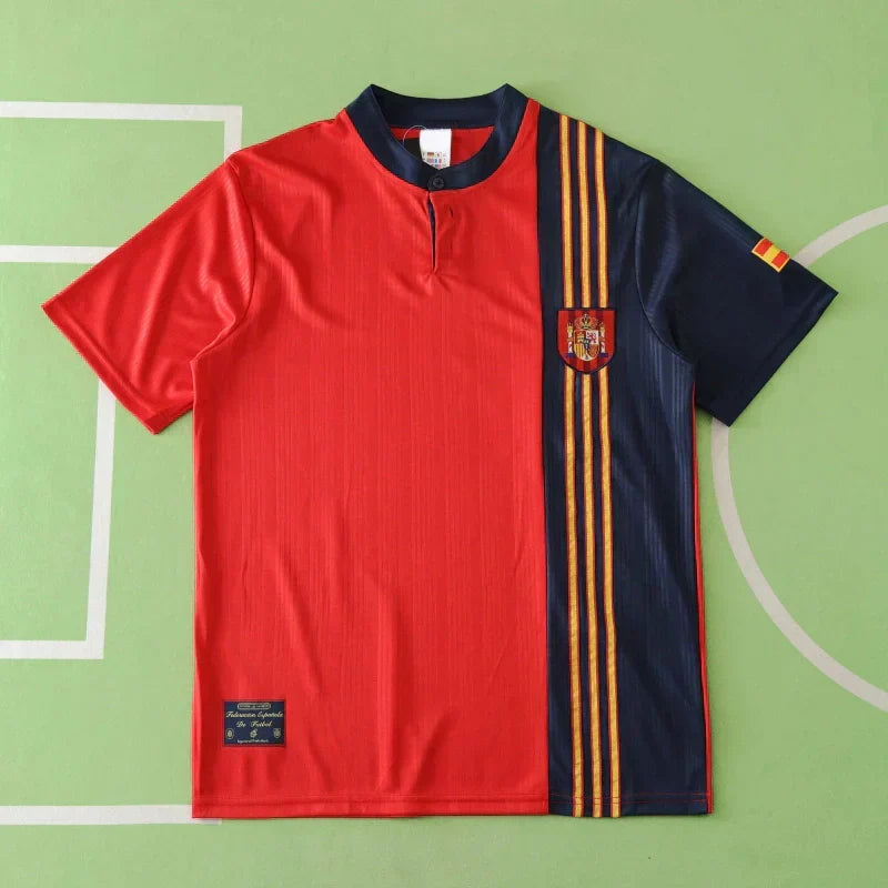 Spain National Team 1996 Home Retro Fan Jersey – Red & Navy | Euro Classic Kit | RFEF