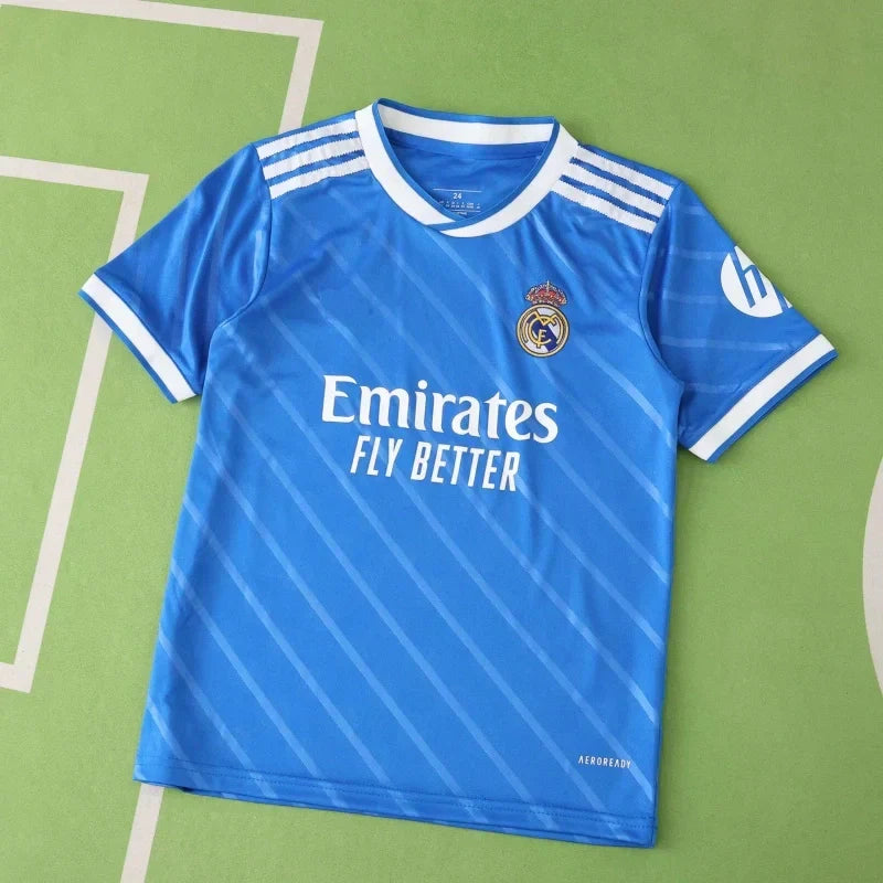 Real Madrid CF Third Kids Kit 2025/26 – Children's Royal Blue Football Jersey & Shorts Set