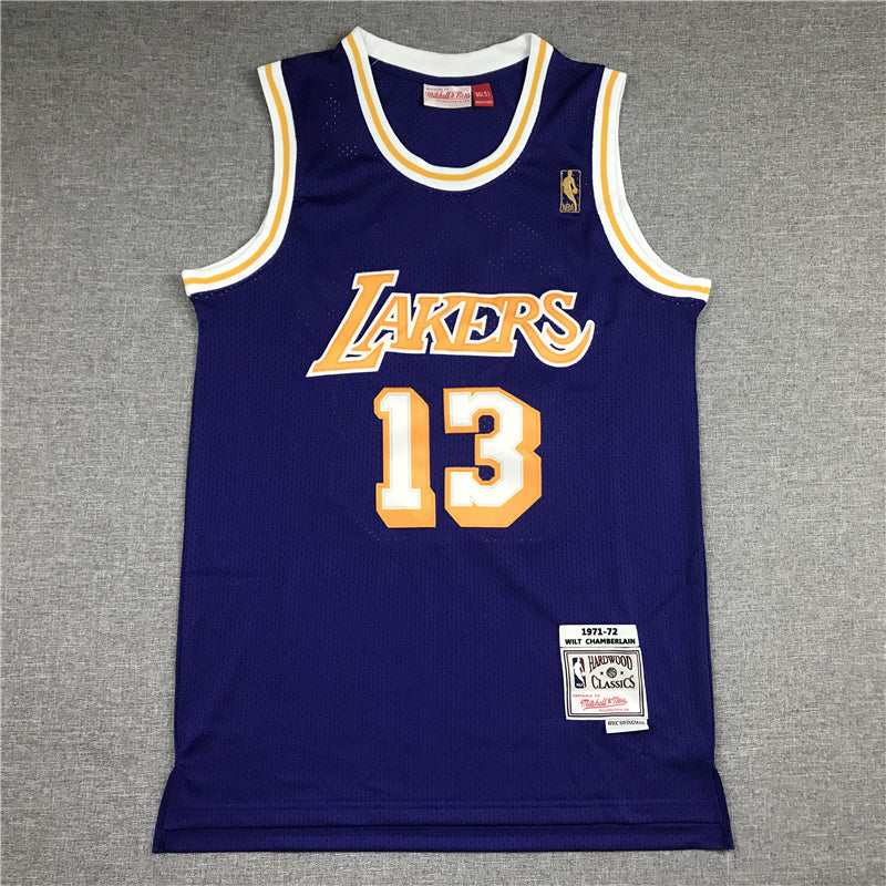 Men's Los Angeles Lakers Wilt Chamberlain #13 NBA Swingman Jerseys - Retro Purple