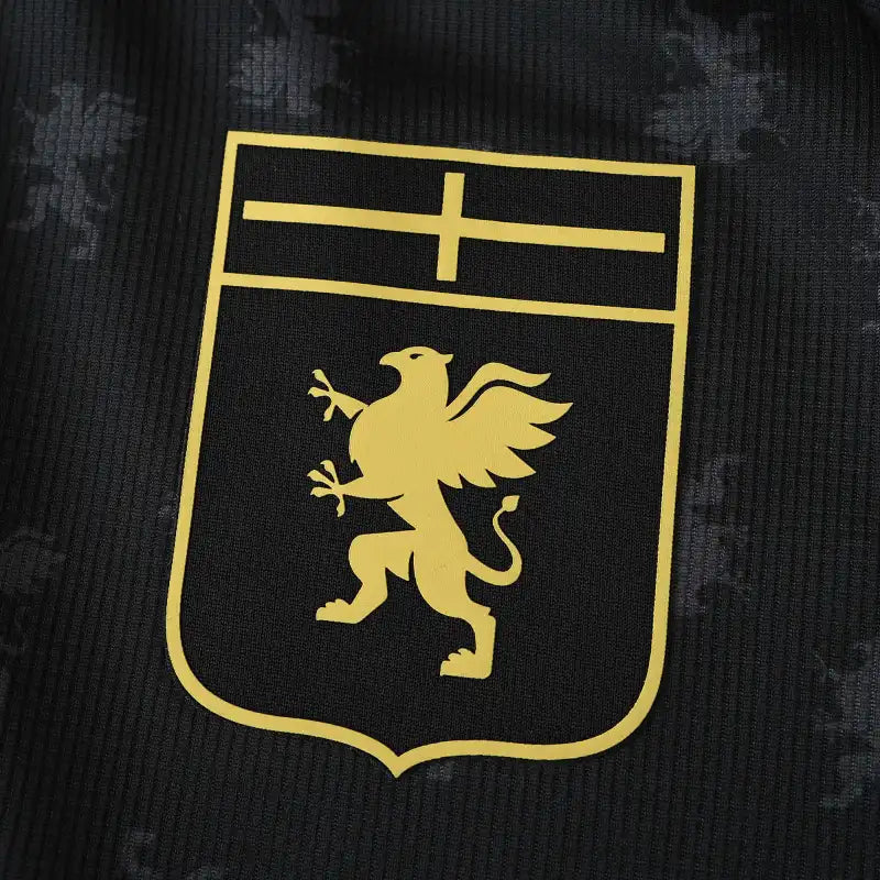 Genoa CFC Third Fan Version Jersey 2024/25 – Black & Gold Griffin Pattern Kappa KOMBAT Shirt