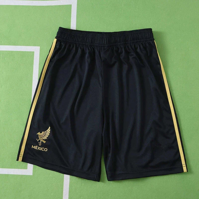 Mexico National Team Black Gold Football Shorts 2025/26 – Adidas Fan Version with Gold Eagle Crest