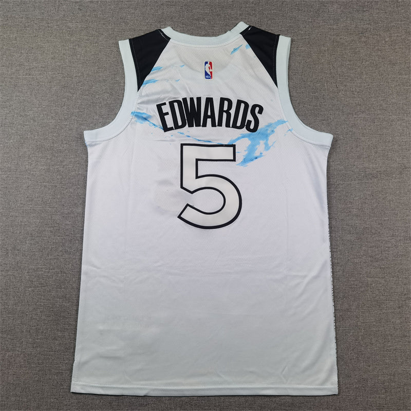 Anthony Edwards #5 Minnesota Timberwolves White 2024-25 City Edition Swingman Jersey – Nike Land of 10,000 Lakes