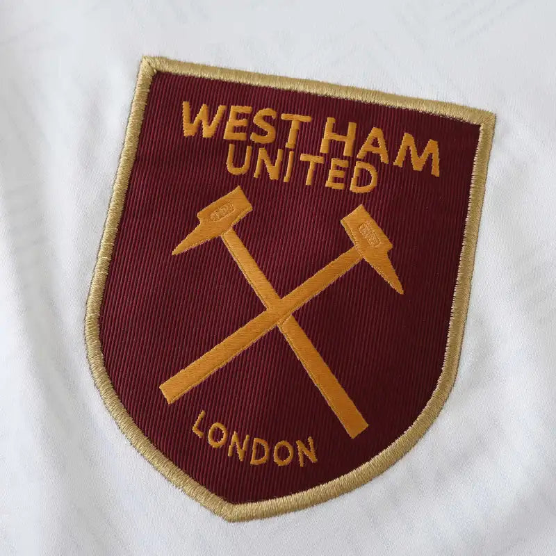 West Ham United Third Fan Version 2024/25 – White Premier League Football Jersey | Gold Hammers Crest & Benrahma Edition