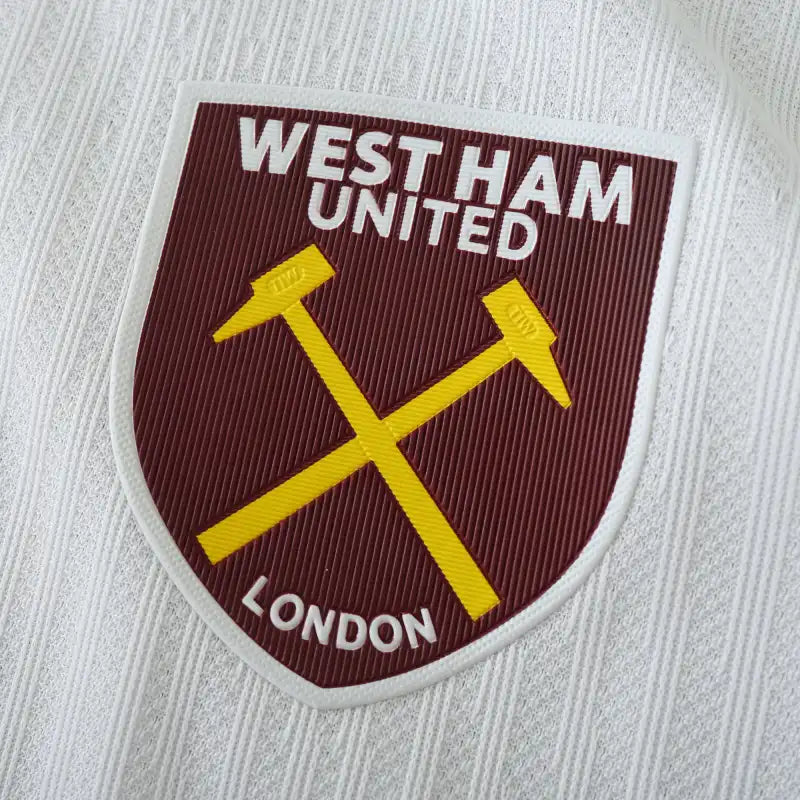 West Ham United Third Fan Version 2024/25 – White Tonal Stripe Premier League Jersey | Gold Crossed Hammers Crest