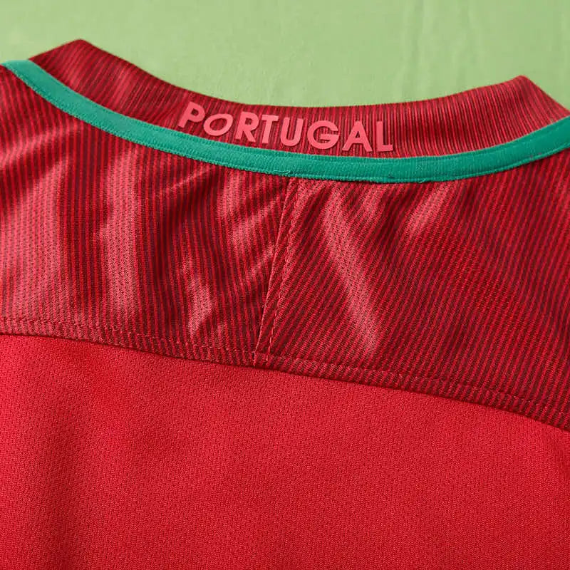 Portugal National Team Home Retro Fan Version 2016 – Scarlet Red Euro Championship Football Jersey | FPF Embroidered Crest