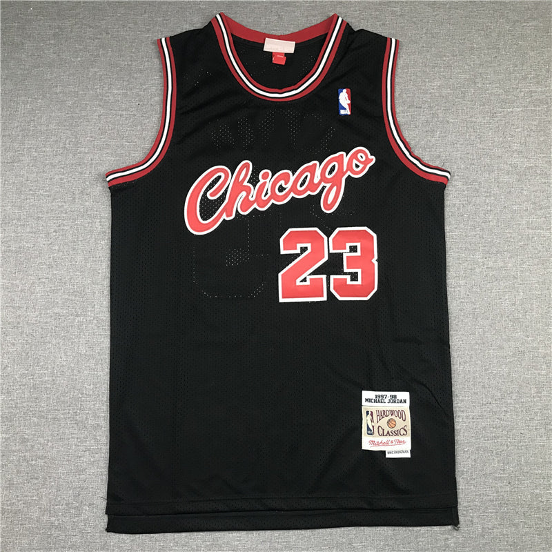Michael Jordan #23 Chicago Bulls Mitchell & Ness Black 1997-98 "Chicago" Script Hardwood Classics Swingman Jersey