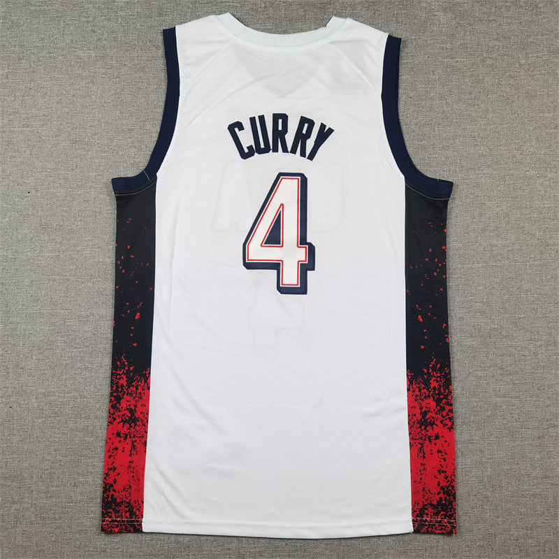 Stephen Curry #4 2024 Paris Olympics USA Basketball Dream Team White "Sparks of Destiny" Home Authentic Player Jersey