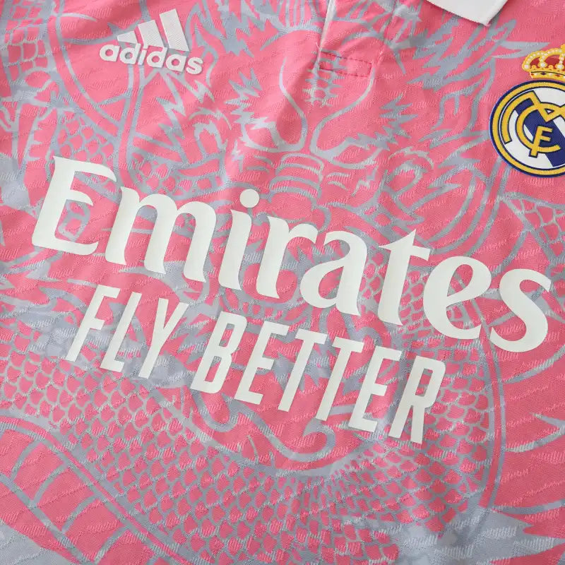 Real Madrid 2024/25 Pink Dragon Concept Jersey – Rose Pink Silver Adidas Fan Version