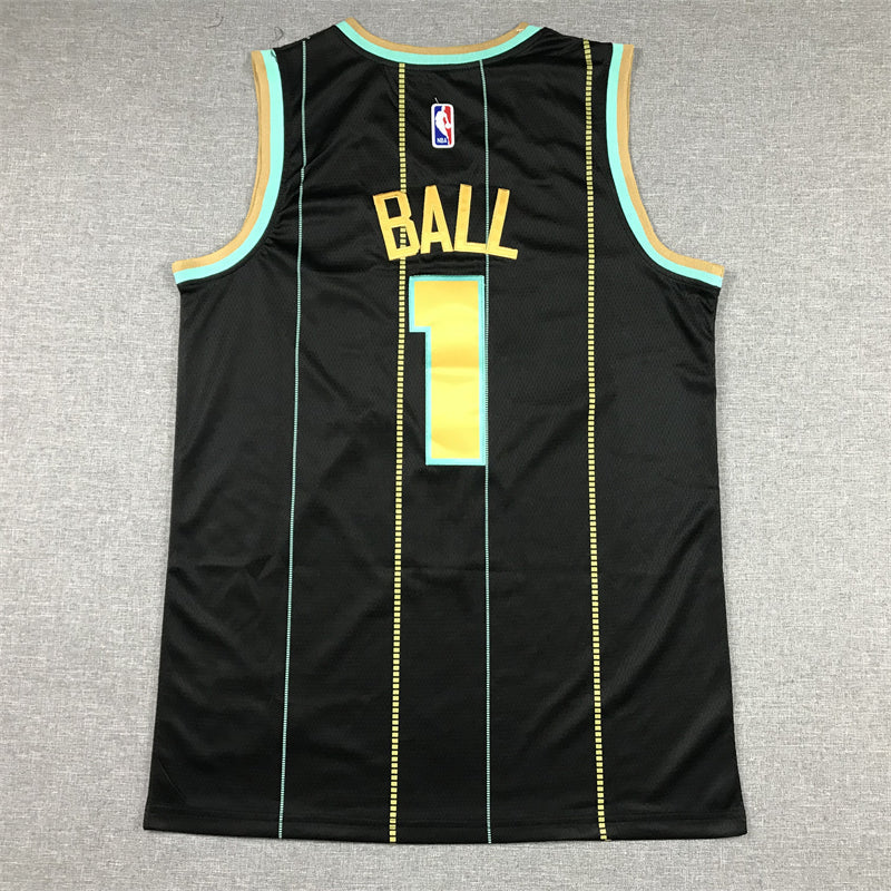 Men's Charlotte Hornets LaMelo Ball #1 Black 2022/23 Swingman Jerseys - City Edition