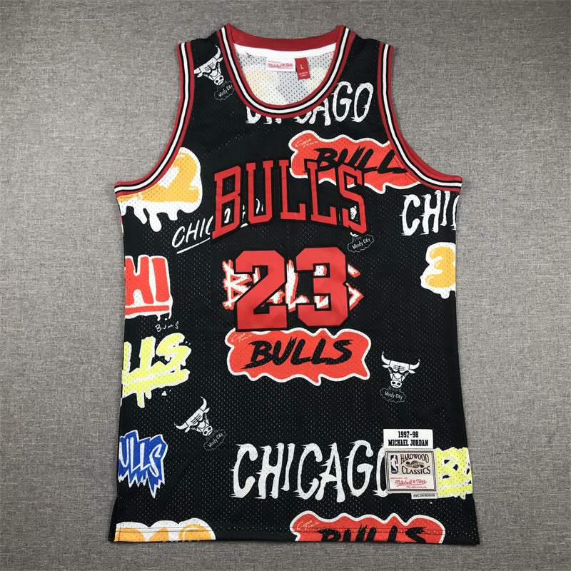 Michael Jordan #23 Chicago Bulls Mitchell & Ness Black Graffiti All-Over Print 1997-98 Hardwood Classics Swingman Jersey
