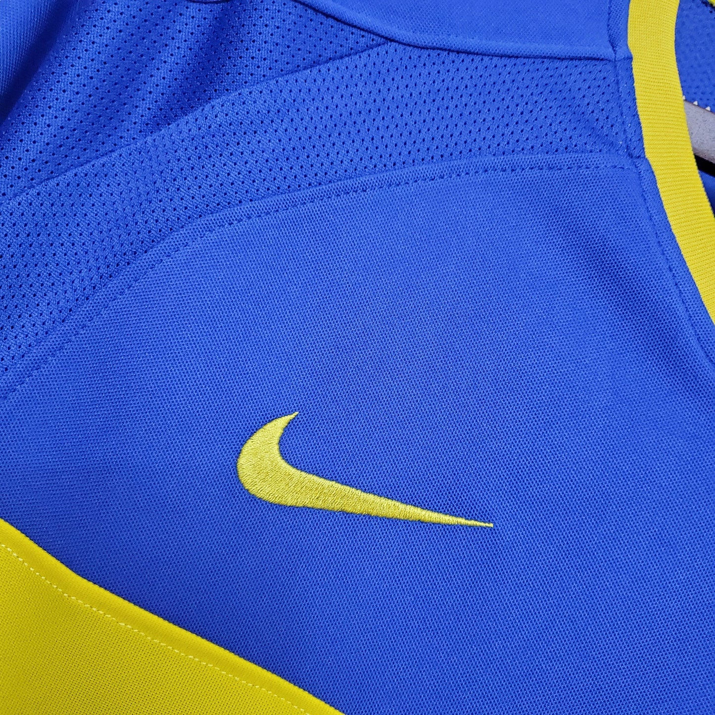 Boca Juniors 2003-04 Home Jersey – Blue Yellow Nike Pepsi Copa Libertadores Retro Football Shirt