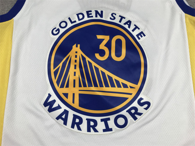Stephen Curry #30 Golden State Warriors White 2022-23 Association Edition Bay Bridge Badge Away Swingman Jersey