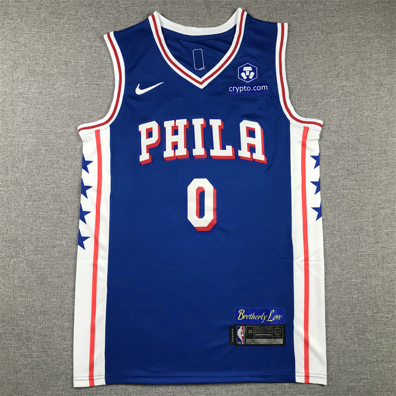 Men's Philadelphia 76ers Tyrese Maxey Blue 2020/21 Fast Break Replica Jerseys