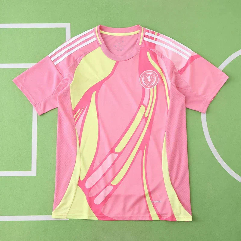 Scotland National Team Away Fan Version 2025/26 – Adidas Pink & Lime Yellow Football Jersey
