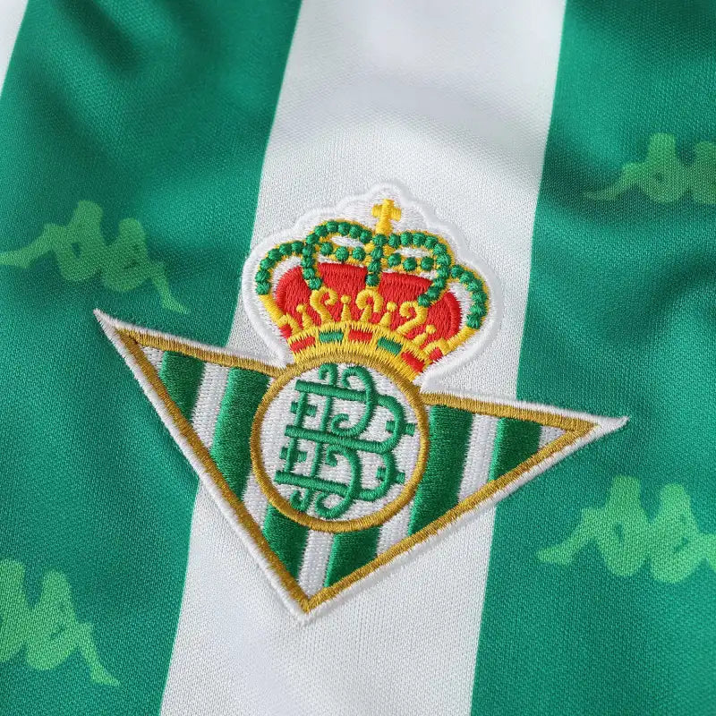 Real Betis Balompié Home Retro Fan Version 1995/97 – Green & White Stripe Kappa Jacquard Vintage Football Jersey | 90s Verdiblancos Kit