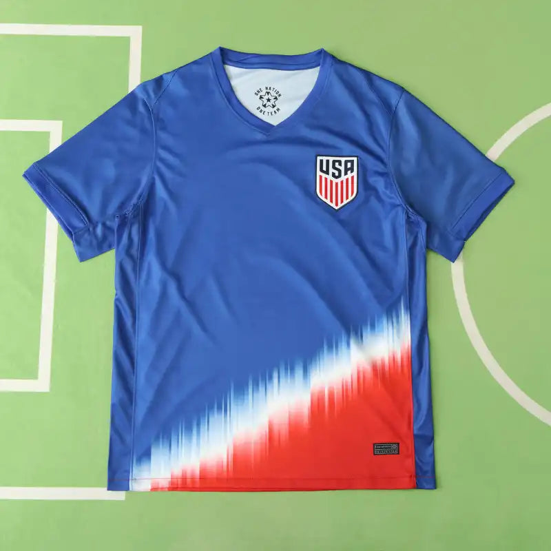USA National Team Away Fan Version 2024 – Royal Blue Red White Gradient Football Jersey | USMNT Crest