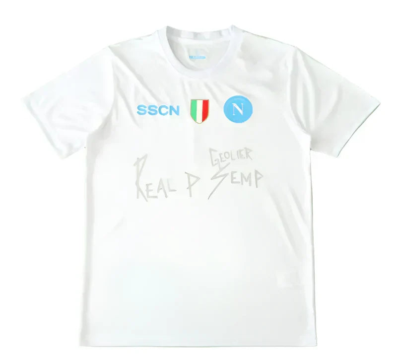 S.S.C. Napoli x Geolier Special White Edition Fan Version 2024/25 – "Real P Semp" Football Jersey