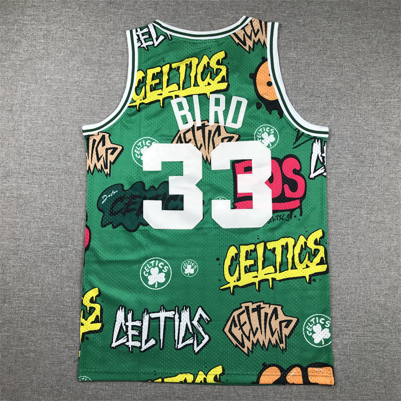 Men's Boston Celtics Larry Bird #33 Green Swingman Graffiti Edition Jerseys