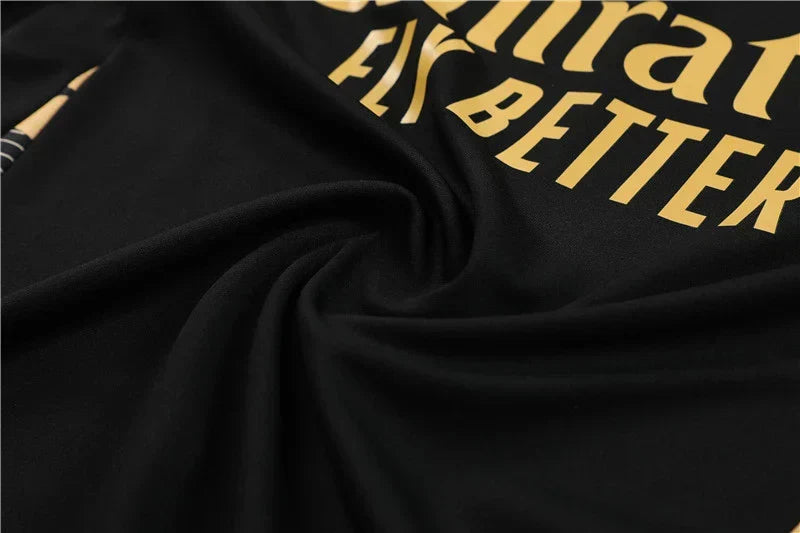 Real Madrid 2024/25 Black & Gold Adidas Training Tracksuit – Quarter-Zip Top & Tapered Pants | Emirates La Liga Training Suit