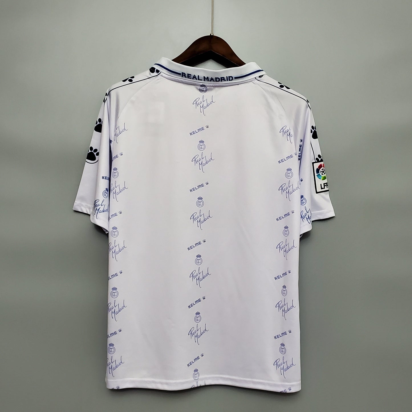 Real Madrid 1995-96 Home Retro Jersey – White All-Over Print Teka Kelme Fan Version La Liga Football Shirt