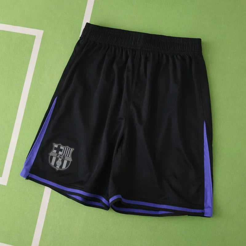 FC Barcelona Away Shorts 2025/26 — Black with Purple Side Stripe