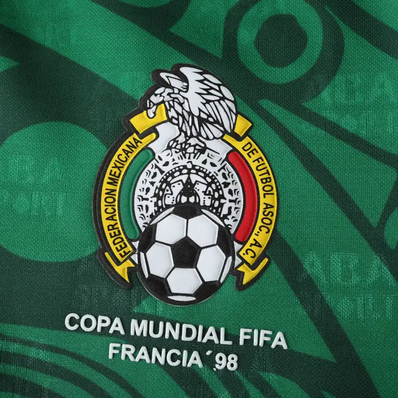 Mexico Home Retro Fan Version Jersey 1998 – Green ABA Sport Aztec Sun Stone France World Cup Football Shirt