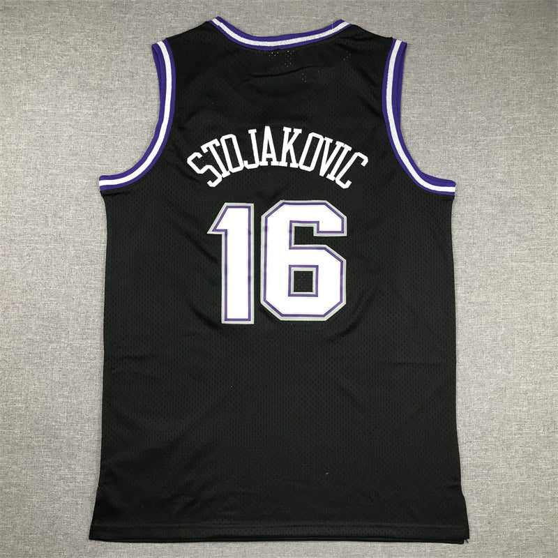 Men's Sacramento Kings Peja Stojakovic #16 Black Hardwood Classics Swingman Jerseys