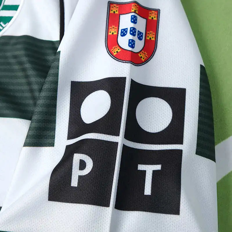 Sporting CP 2001/03 Home Retro Fan Jersey – Green & White Hoops | Banco Espirito Santo | C. Ronaldo Era