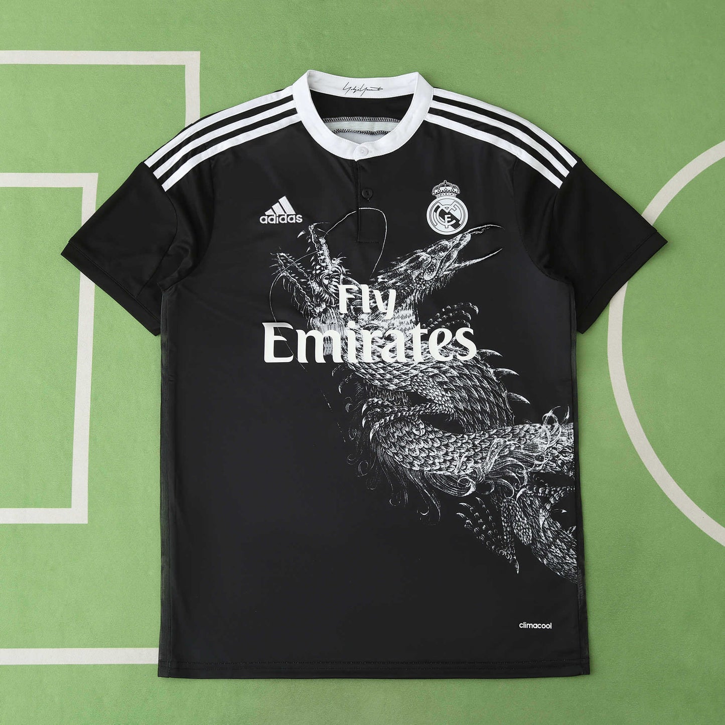 Real Madrid CF Dragon Edition Jersey 2014/15 – Fan Version | All-Black Retro Football Shirt with White Dragon Graphic