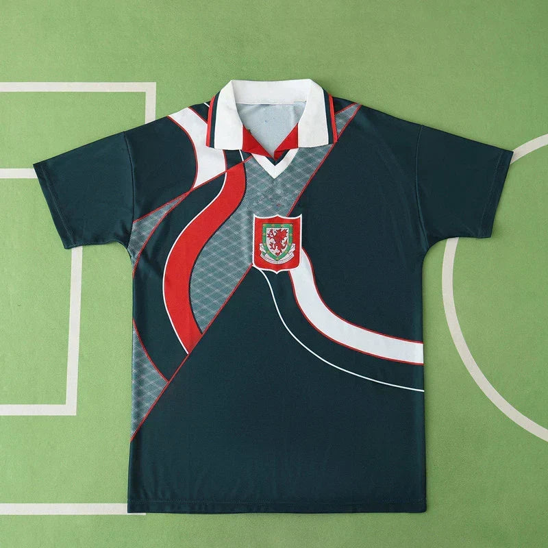 Wales National Team Away Retro Fan Version 1994/95 – Navy Blue Football Jersey | FAW Dragon Crest