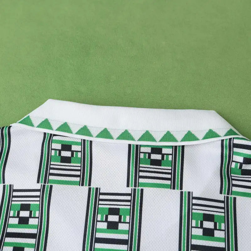 Nigeria National Team 1994 Away Retro Jersey – White Geometric Aso-oke Print Fan Version