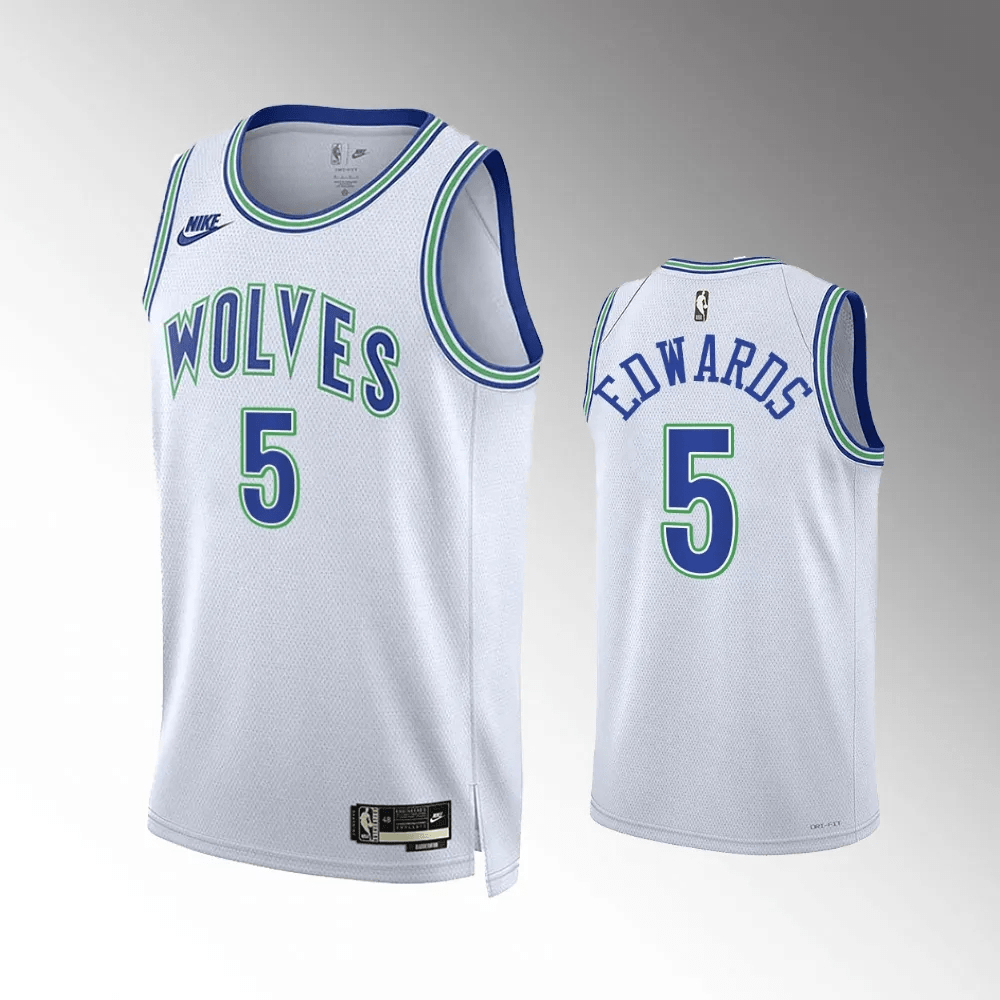Anthony Edwards #5 Minnesota Timberwolves White 2023-24 Classic Edition Swingman Jersey – Nike Retro WOLVES