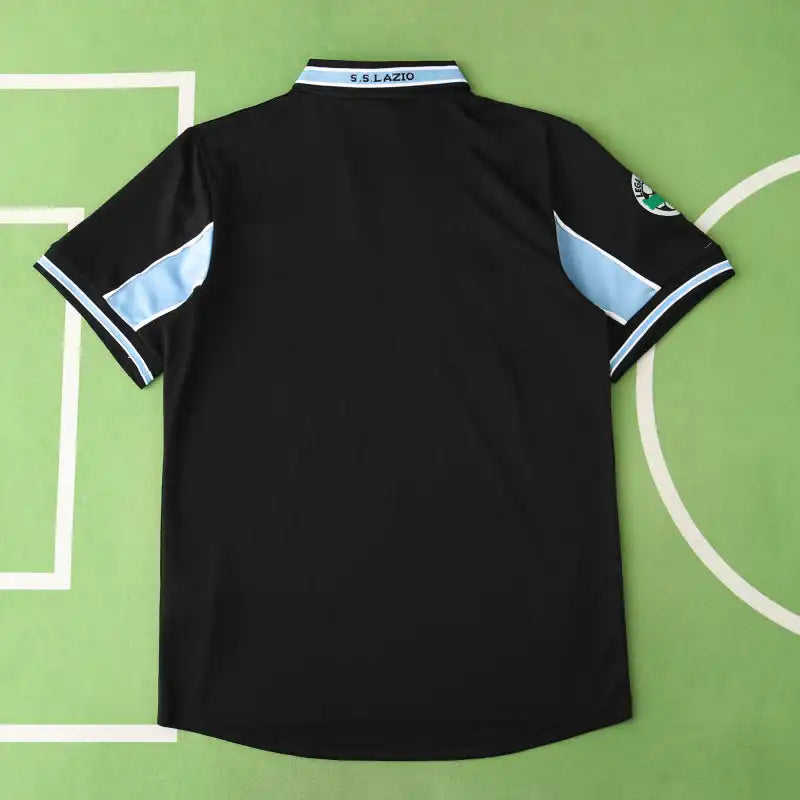 S.S. Lazio 1998/99 Away Retro Fan Jersey – Black & Sky Blue | CIRIO Sponsor Classic Kit