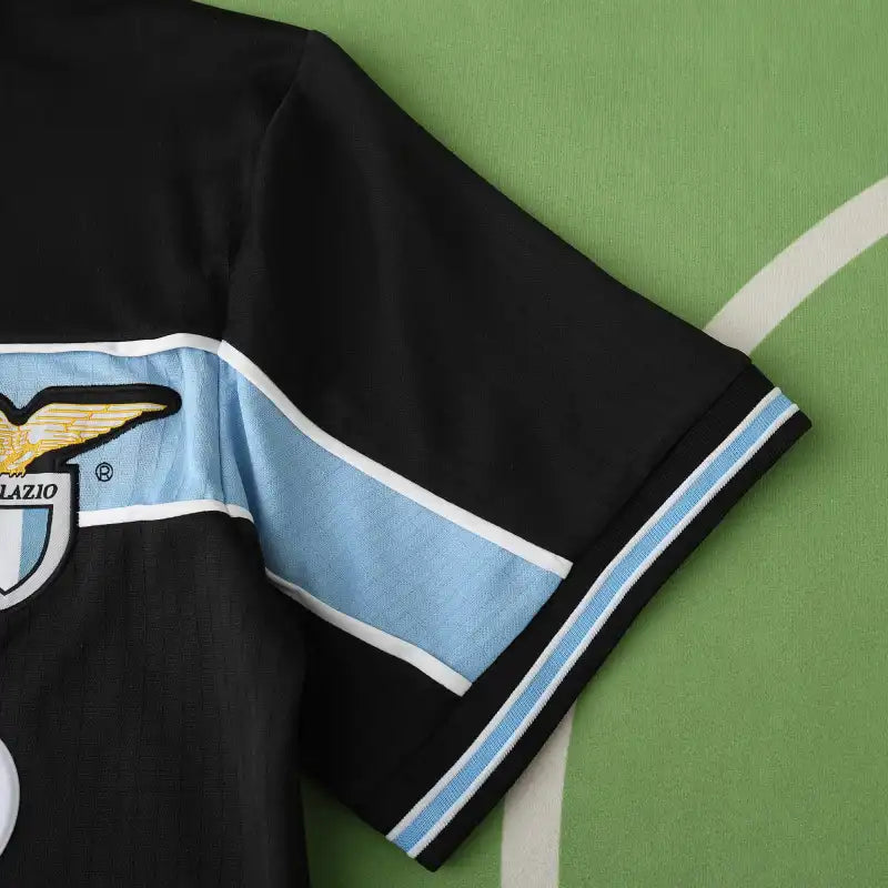 S.S. Lazio 1998/99 Away Retro Fan Jersey – Black & Sky Blue | CIRIO Sponsor Classic Kit