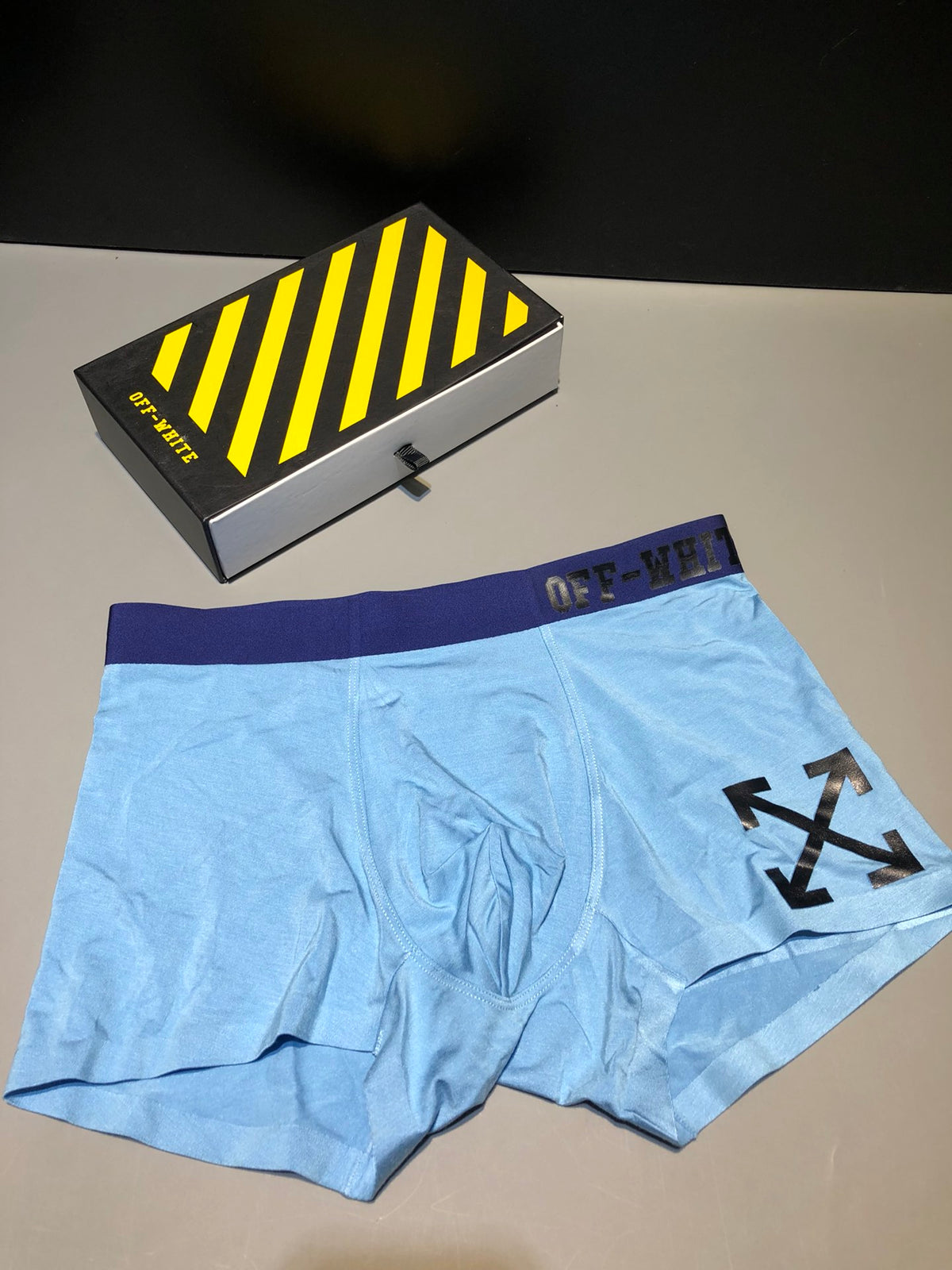 Off-White Grey Yellow Contrast Waist Arrow Boxer Briefs, image 6