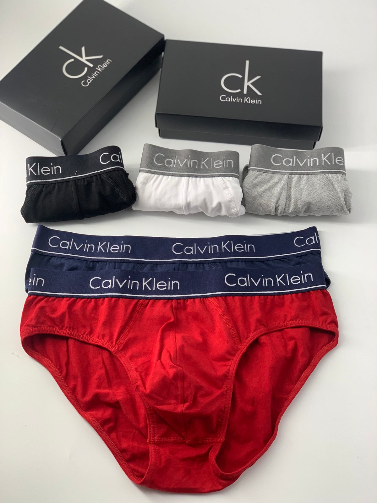 Calvin Klein Grey Wide Letter Waistband Men's Briefs, image 3
