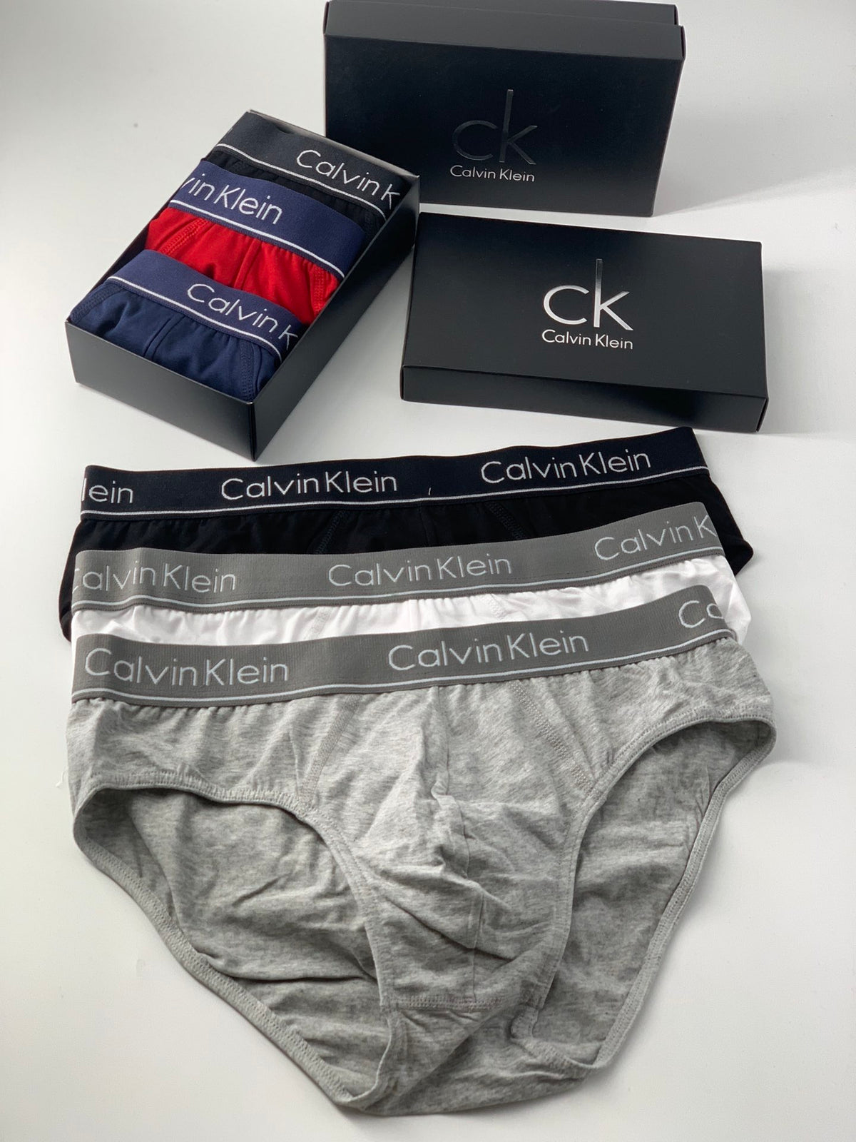 Calvin Klein Grey Wide Letter Waistband Men's Briefs, image 1