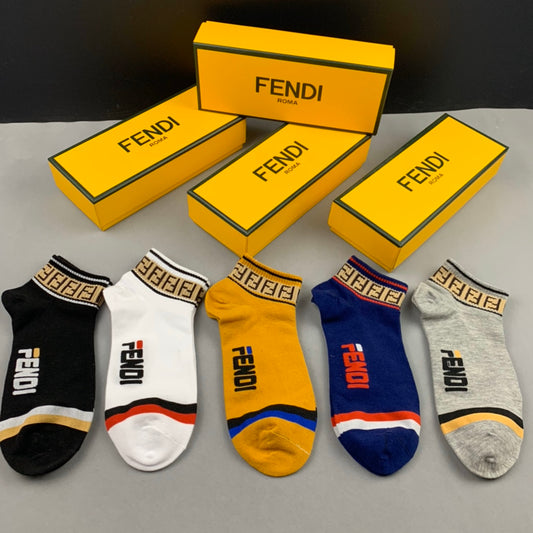 Fendi Bright Mixed Greek Key Cuffs Ankle Socks, image 1