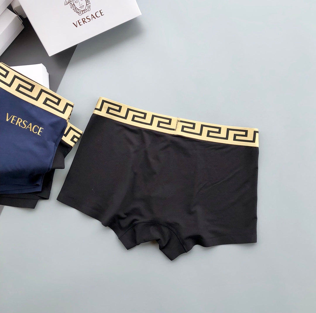 Versace Black Navy Gold Letter Edge Boxer Briefs, image 6