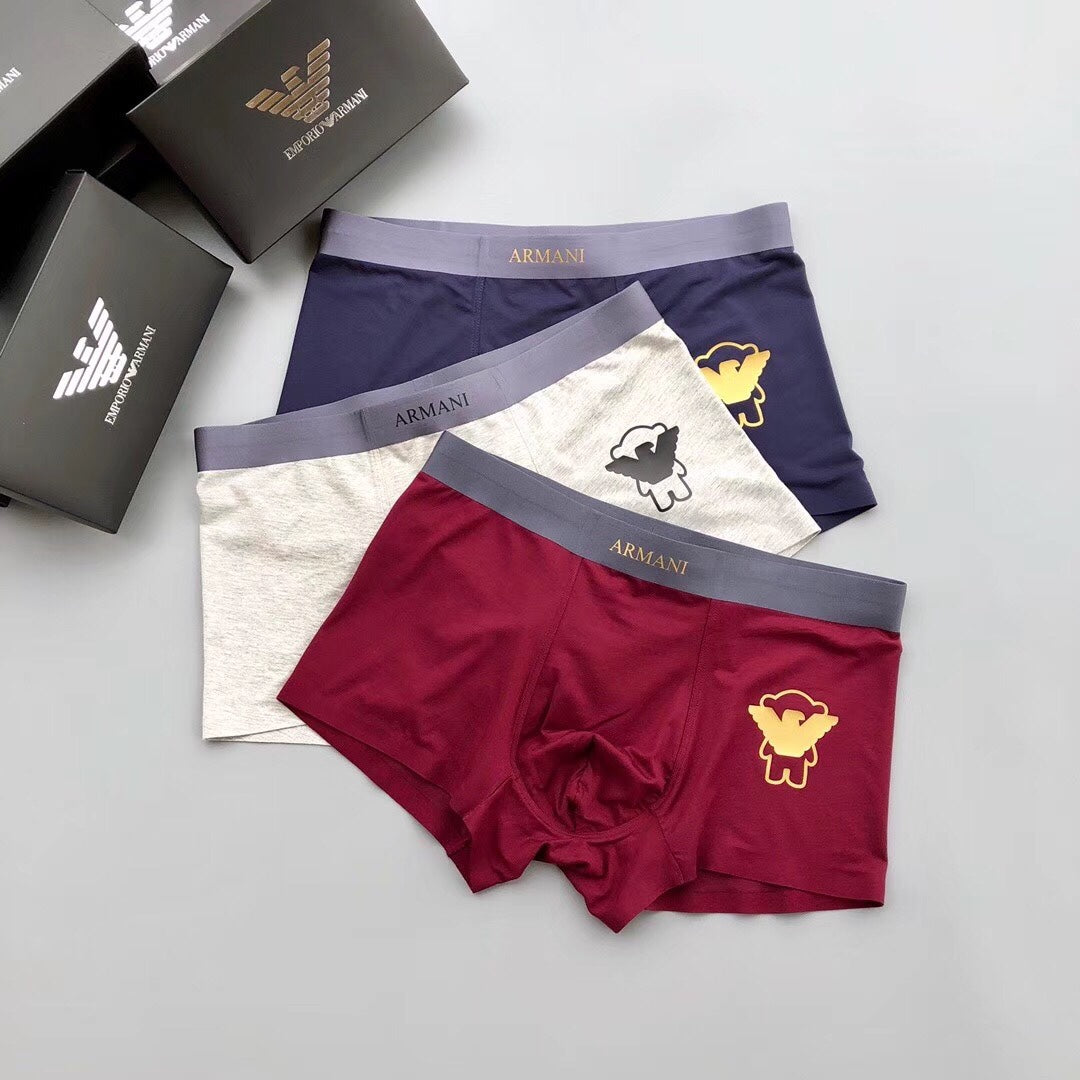 Emporio Armani White Navy Burgundy Gold Wing Boxer Briefs, image 1