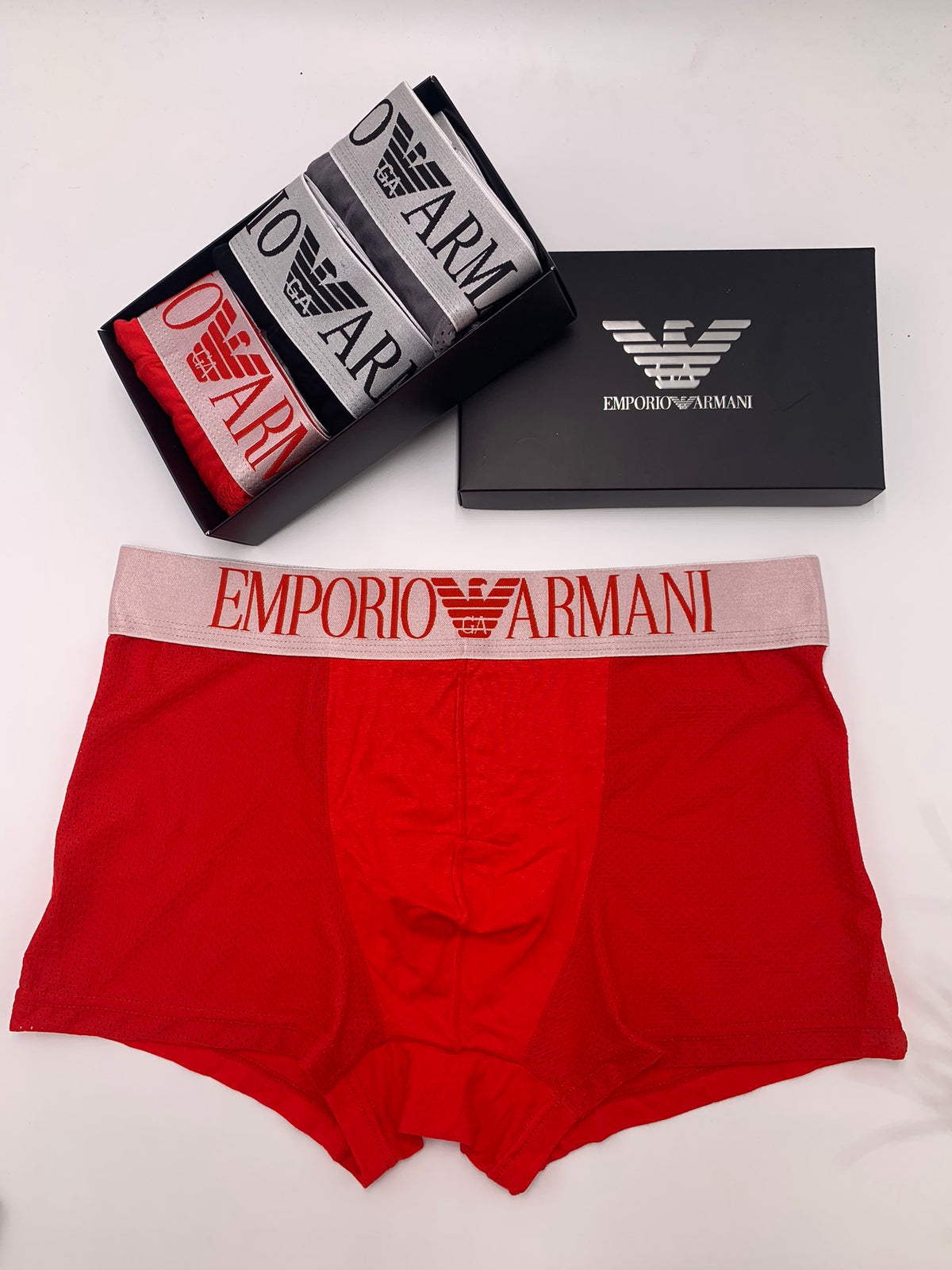 Emporio Armani Lilac Grey Wide Letter Waist Boxer Briefs, image 2