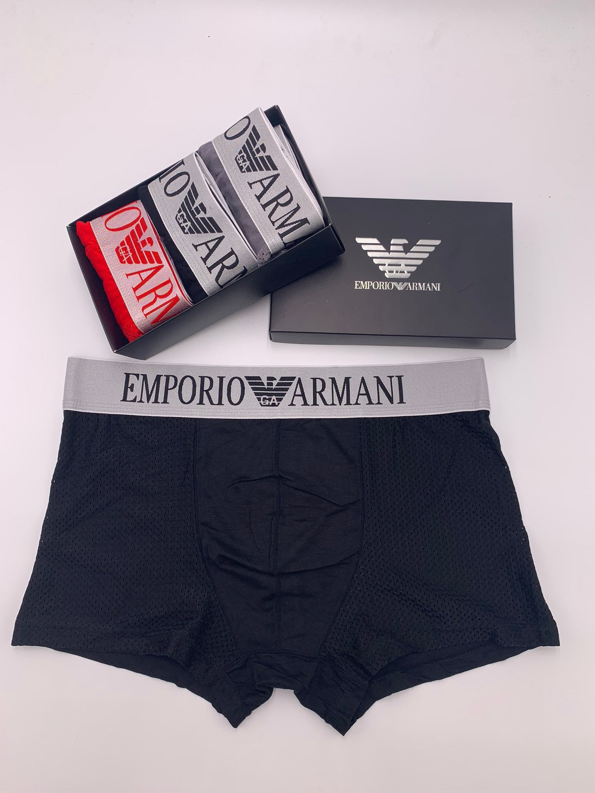Emporio Armani Lilac Grey Wide Letter Waist Boxer Briefs, image 4