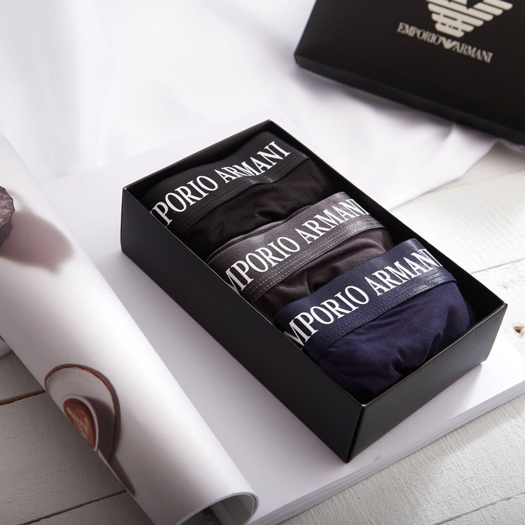 Emporio Armani Black Folded Wordmark Box Boxer Briefs, image 1
