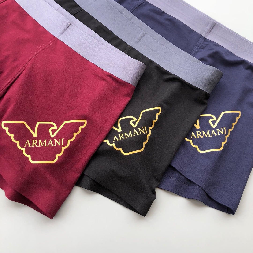 Emporio Armani Burgundy Grey Gold Wing Boxer Briefs, image 2