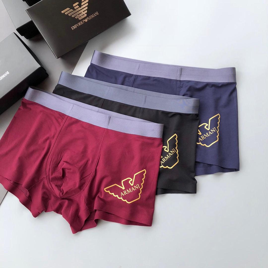 Emporio Armani Burgundy Grey Gold Wing Boxer Briefs, image 1