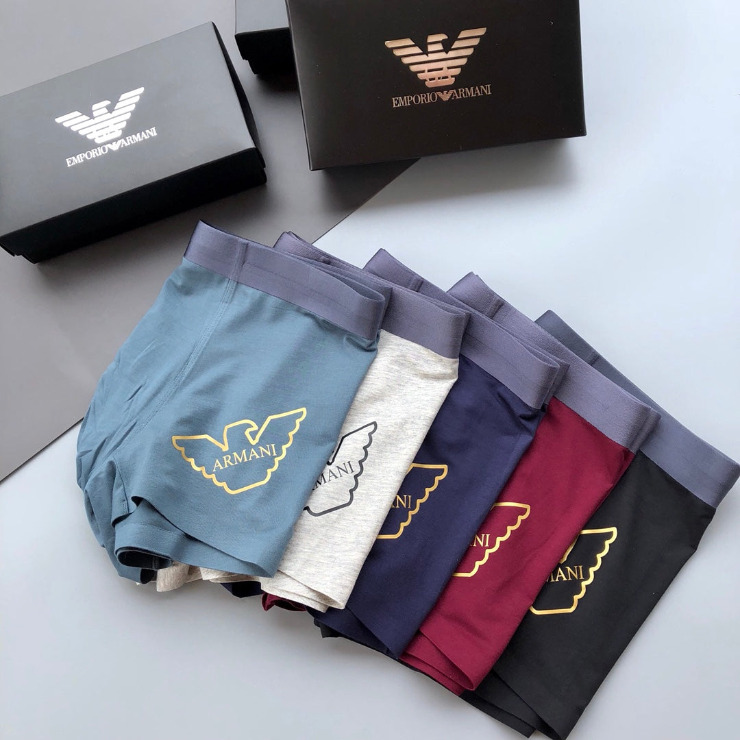 Emporio Armani Burgundy Grey Gold Wing Boxer Briefs, image 3