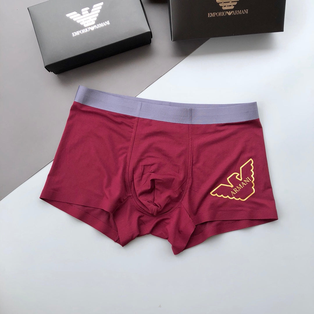 Emporio Armani Burgundy Grey Gold Wing Boxer Briefs, image 5