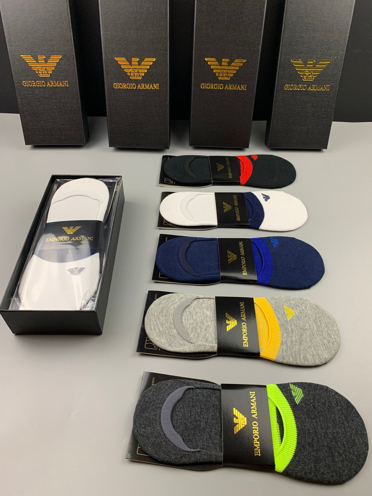 Emporio Armani Mixed Packaged Neon Detail No-Show Socks, image 8