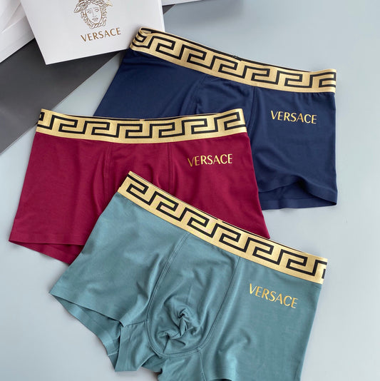 Versace Burgundy Blue Teal Gold Key Waist Boxer Briefs, image 1