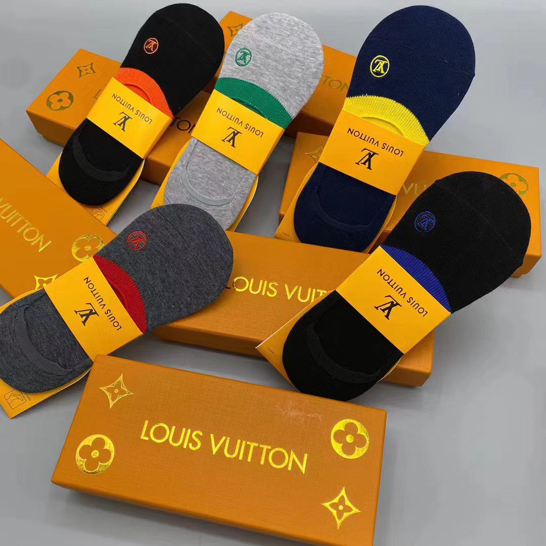 Louis Vuitton Dark Neutral Large Footbed Monogram No-Show Socks, image 4
